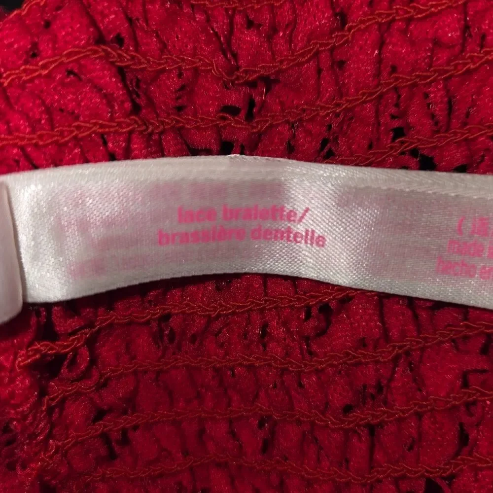 Pink Victoria's Secretred Lace Bralette Bra Size XS